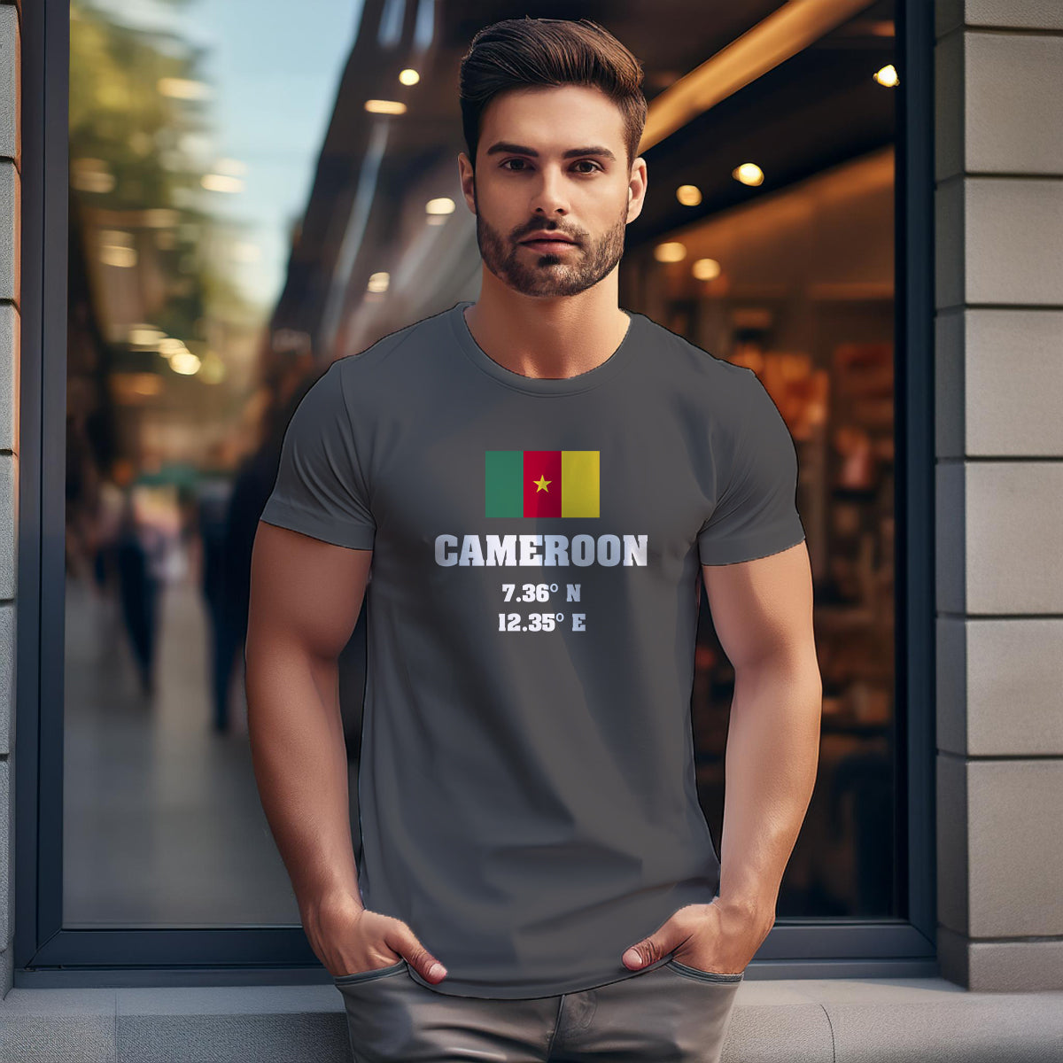 Cameroon Latitude Longitude Men Unisex T-Shirt