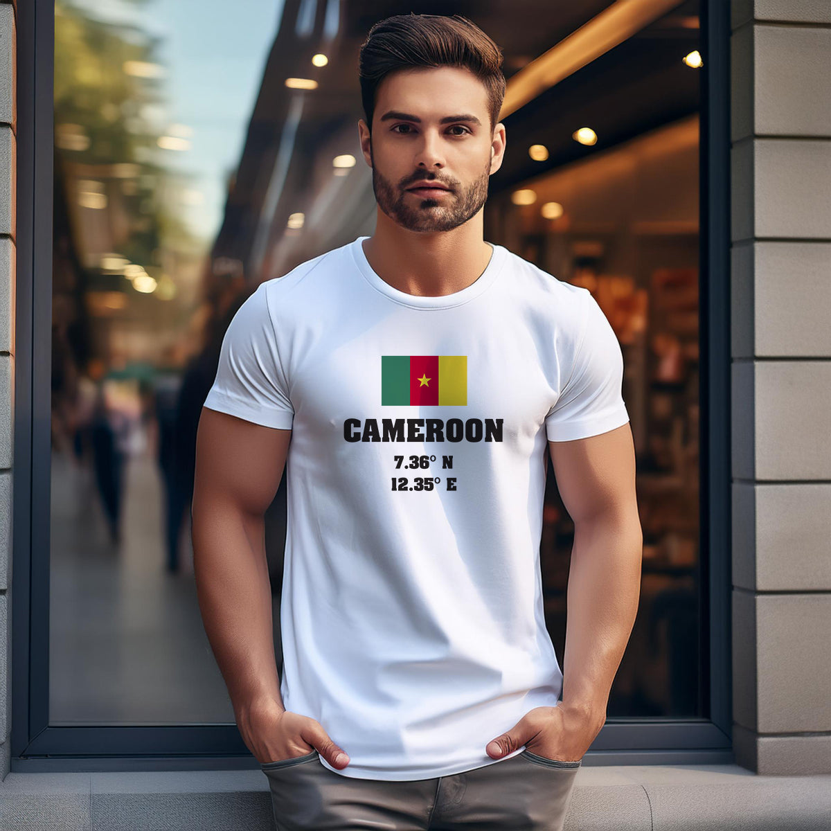 Cameroon Latitude Longitude Men Unisex T-Shirt