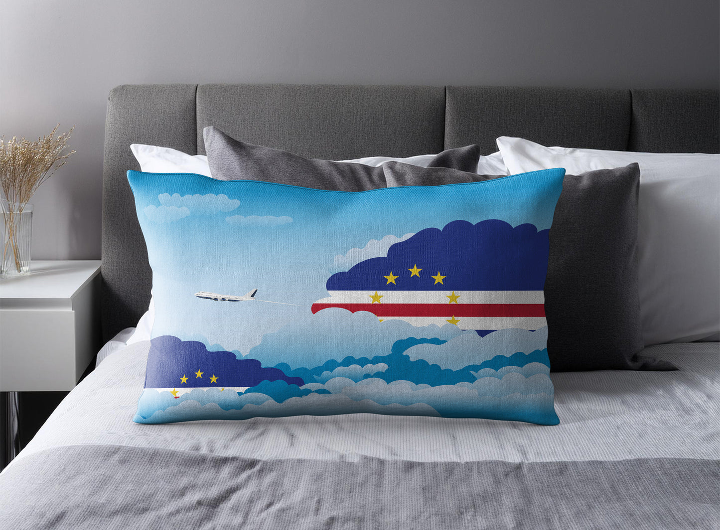 Cape Verde Day Clouds Pillow Case and Pillow Throw