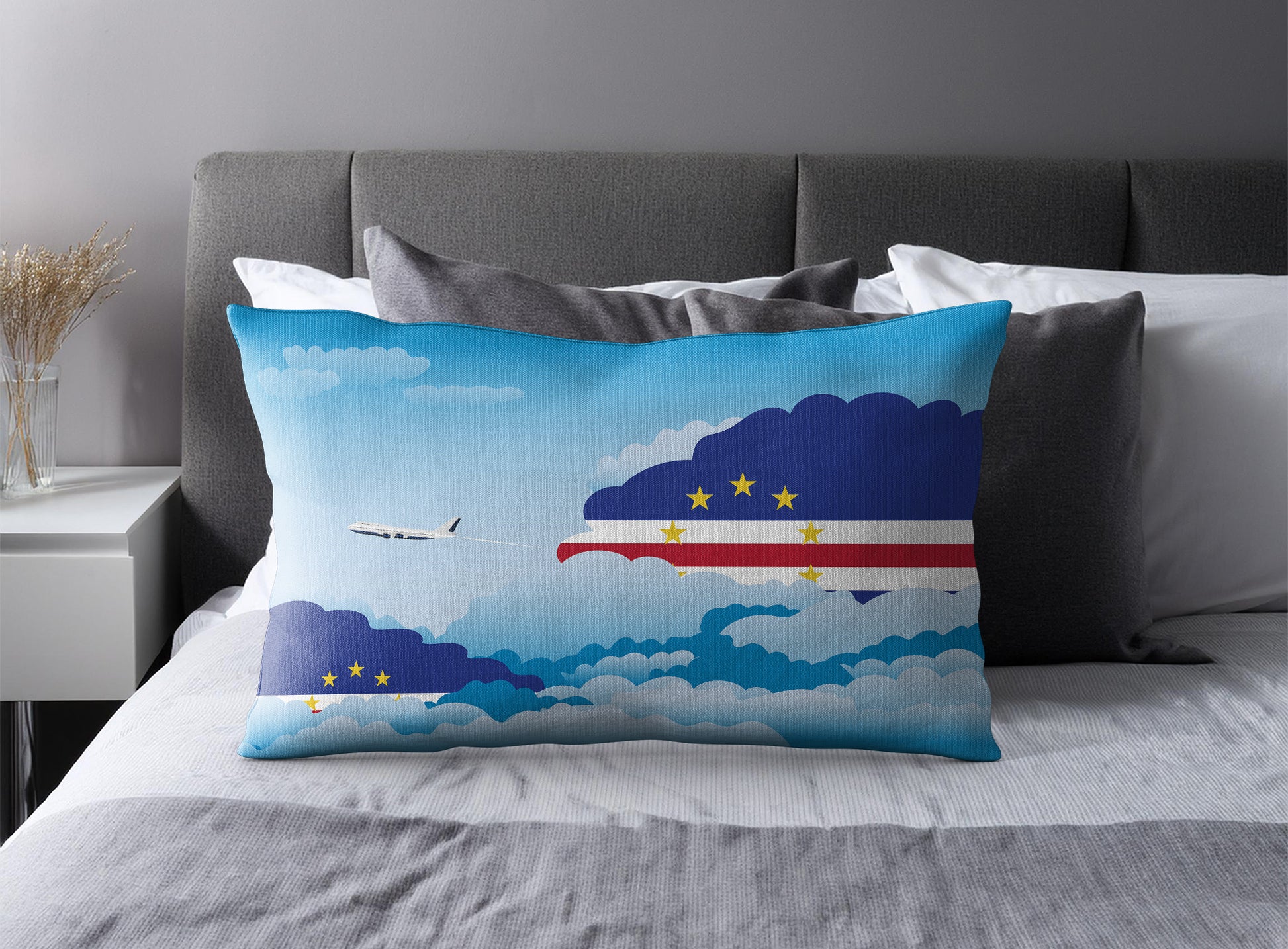 Cape Verde Day Clouds Pillow Case and Pillow Throw