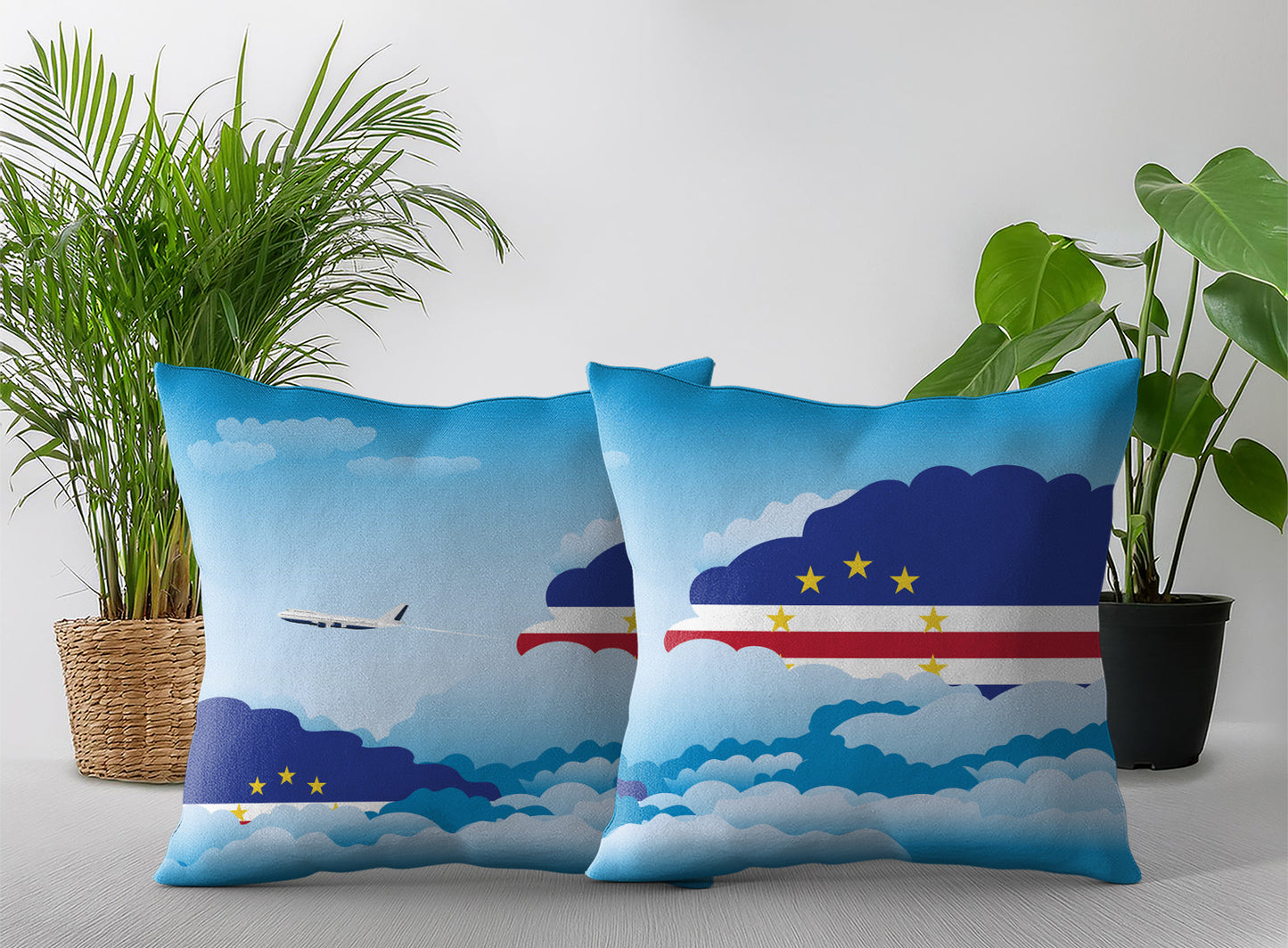 Cape Verde Day Clouds Pillow Case and Pillow Throw