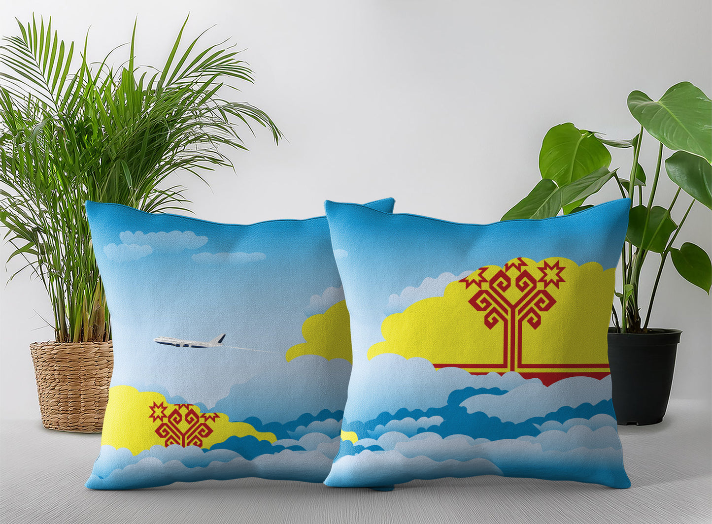 Chuvashia Day Clouds Pillow Case and Pillow Throw