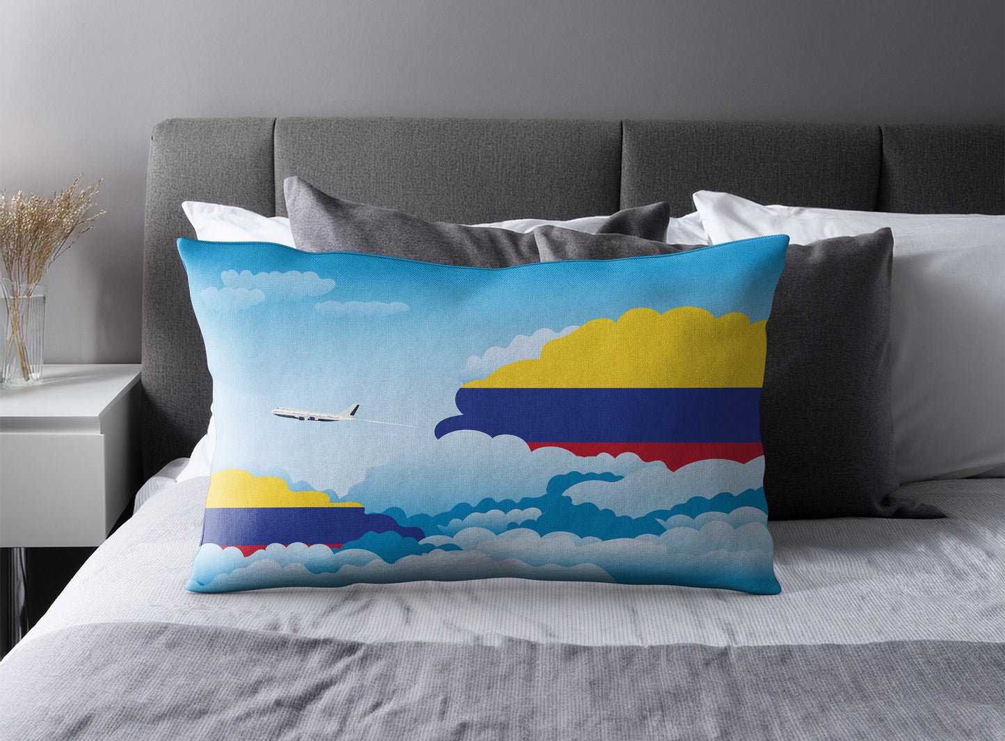 Colombia Day Clouds Pillow Case and Pillow Throw