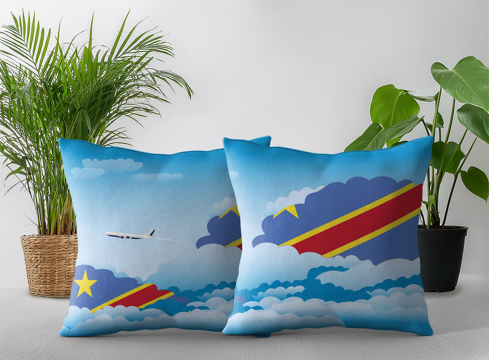 Congo Democratic Republic of the Day Clouds Pillow Case and Pillow Throw