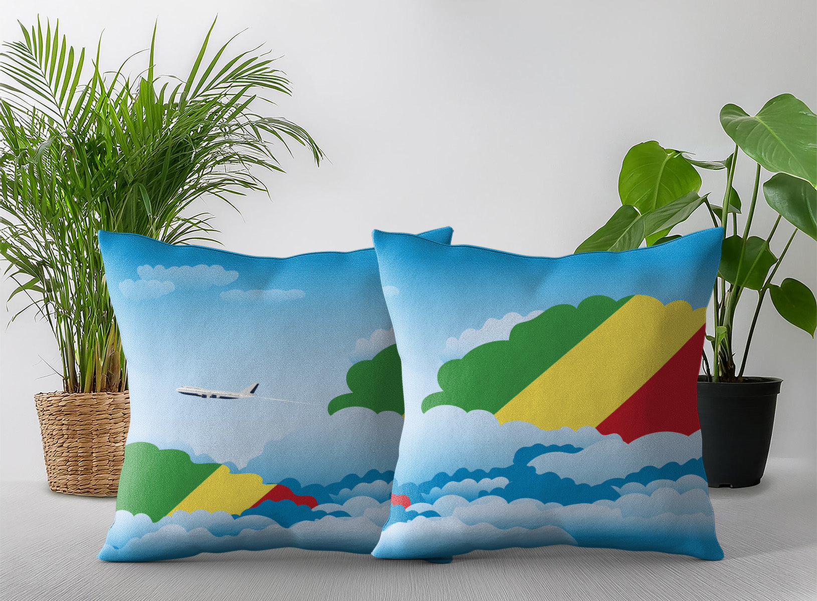 Congo Republic of the Day Clouds Pillow Case and Pillow Throw