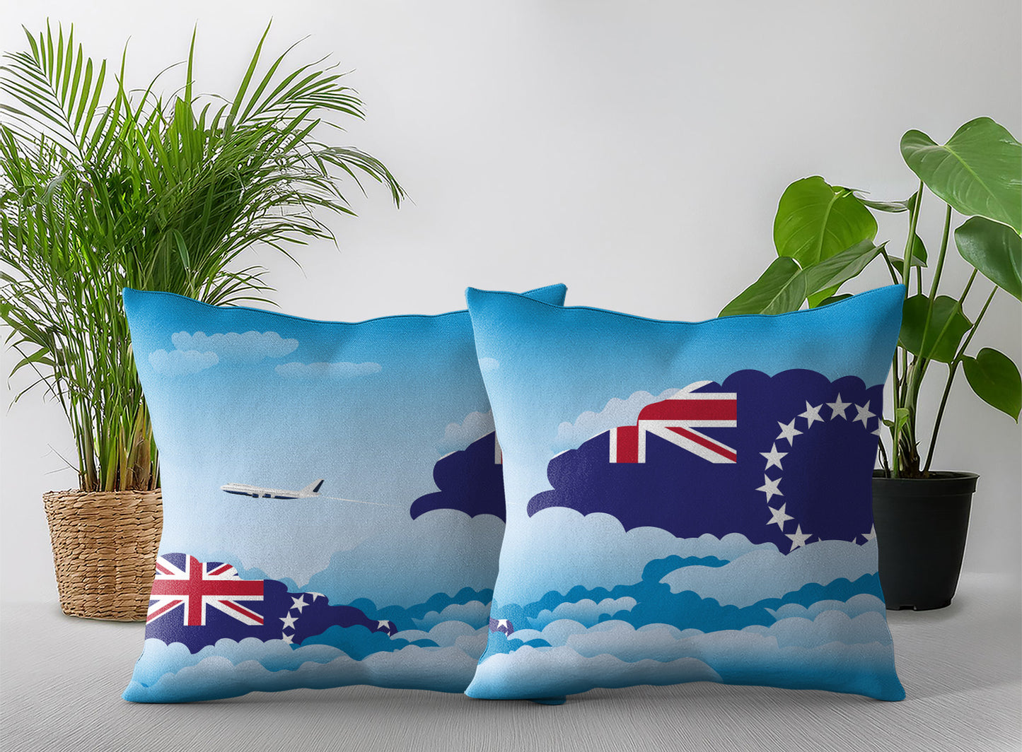 Cook Islands Day Clouds Pillow Case and Pillow Throw