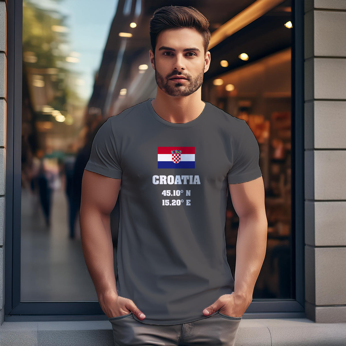 Croatia Latitude Longitude Men Unisex T-Shirt