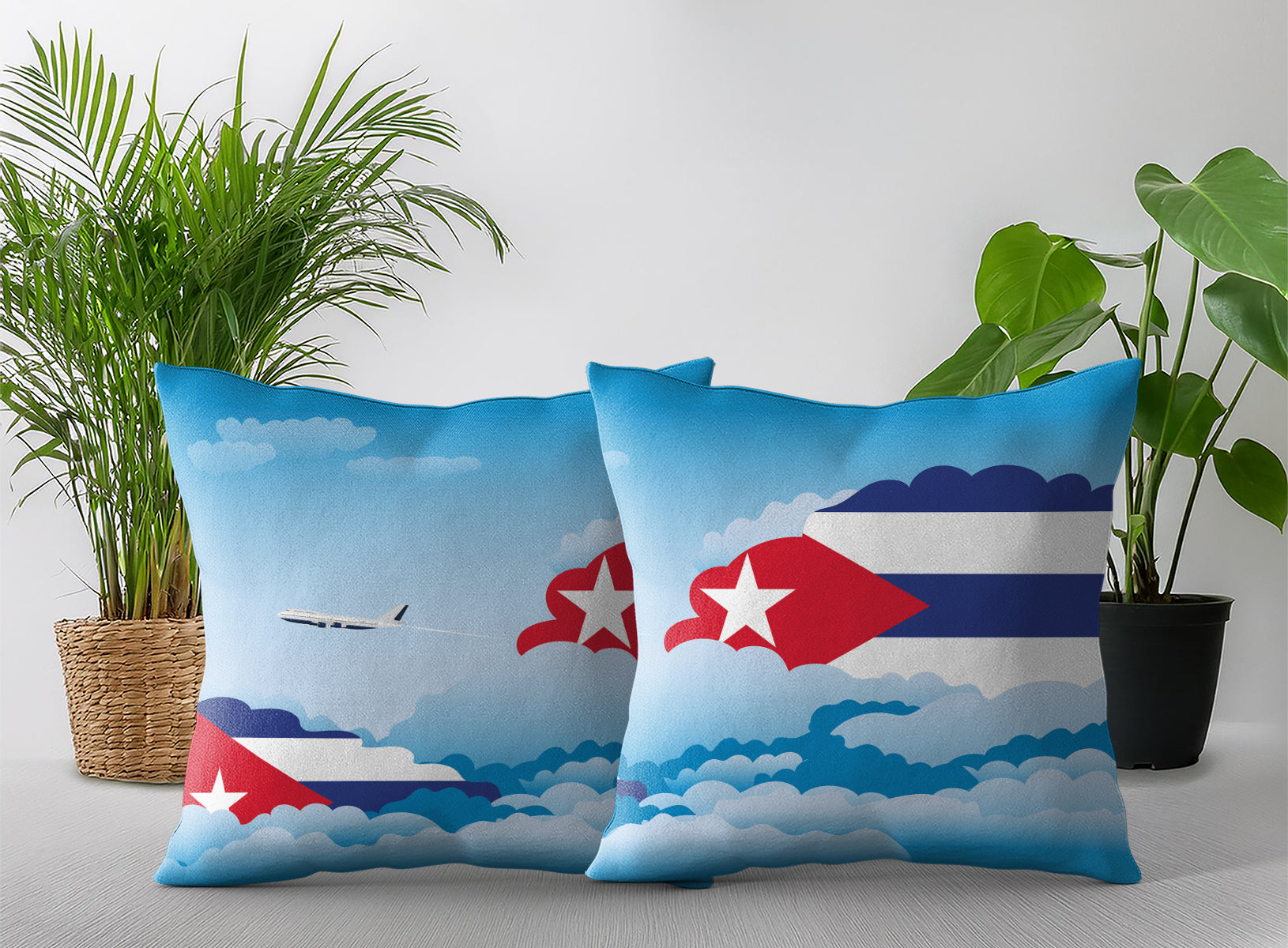 Cuba Day Clouds Pillow Case and Pillow Throw