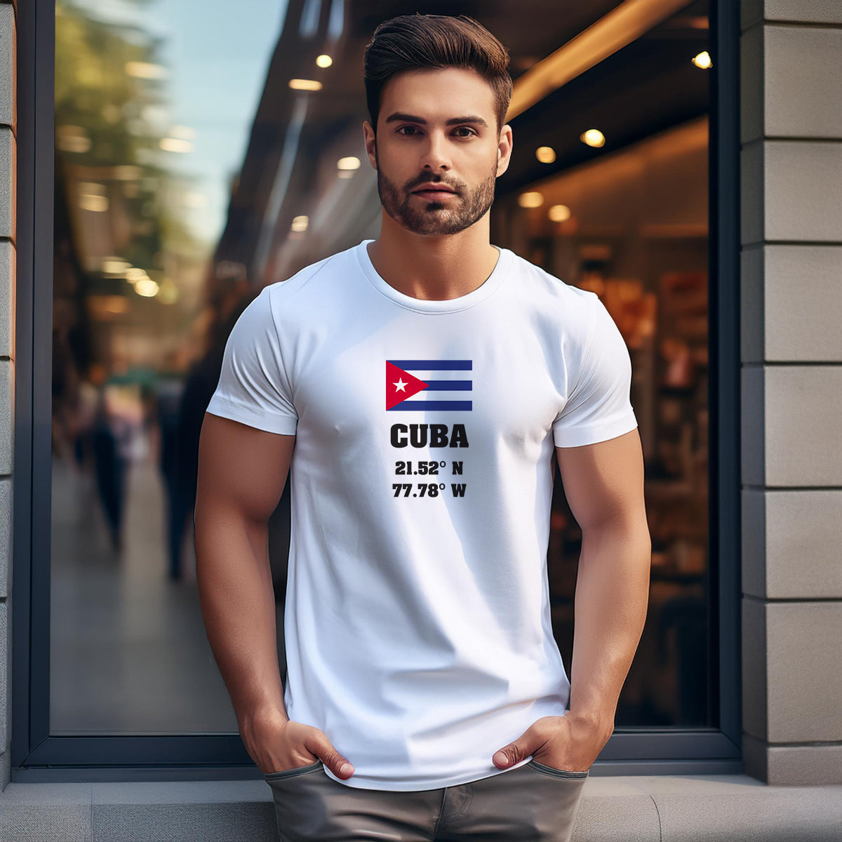 Cuba Latitude Longitude Men Unisex T-Shirt