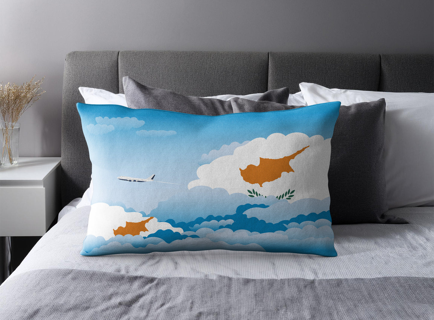 Cyprus Day Clouds Pillow Case and Pillow Throw