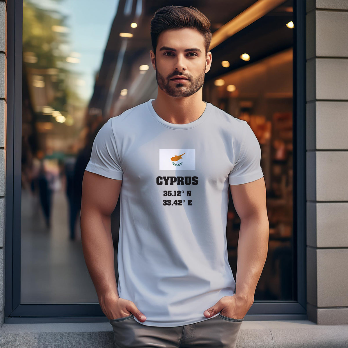 Cyprus Latitude Longitude Men Unisex T-Shirt
