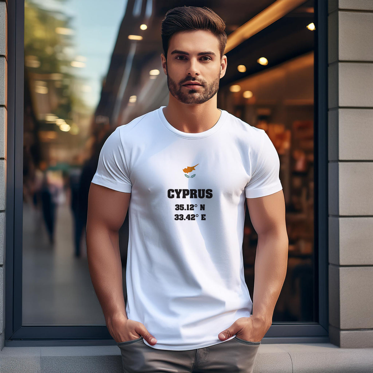 Cyprus Latitude Longitude Men Unisex T-Shirt
