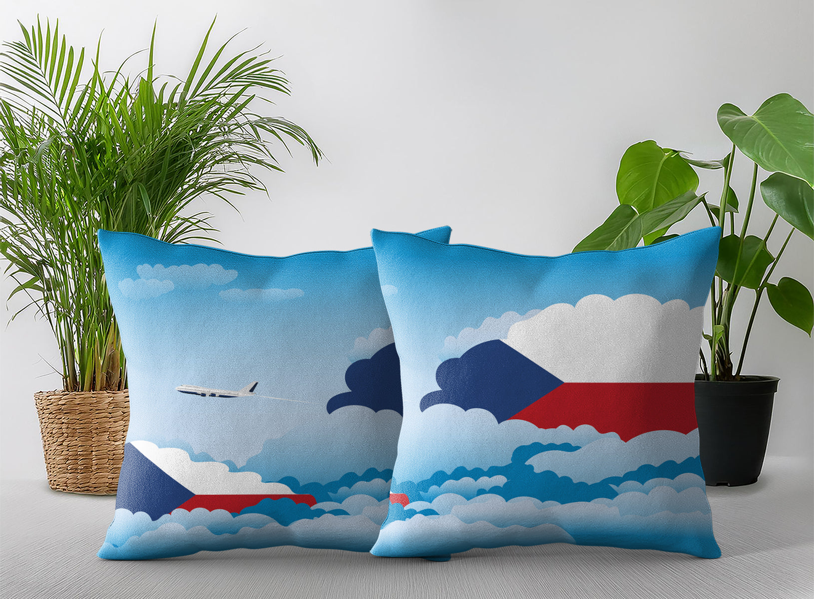Czech Republic Day Clouds Pillow Case and Pillow Throw