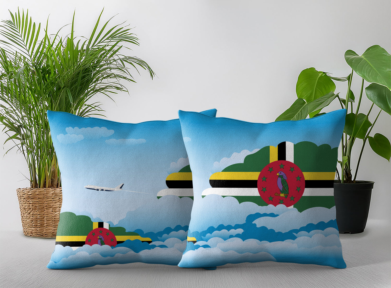 Dominica Day Clouds Pillow Case and Pillow Throw