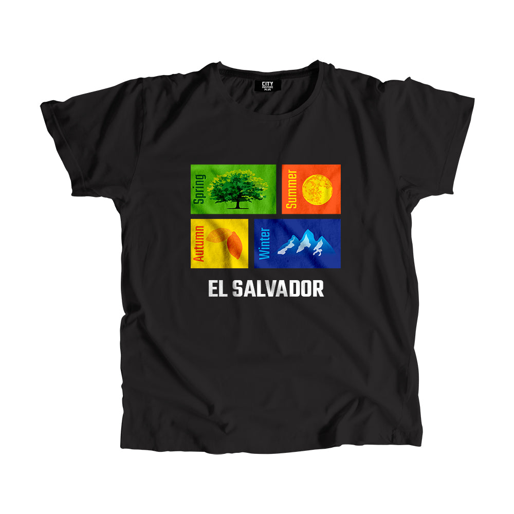 EL SALVADOR Seasons Men Unisex T-Shirt (Black)