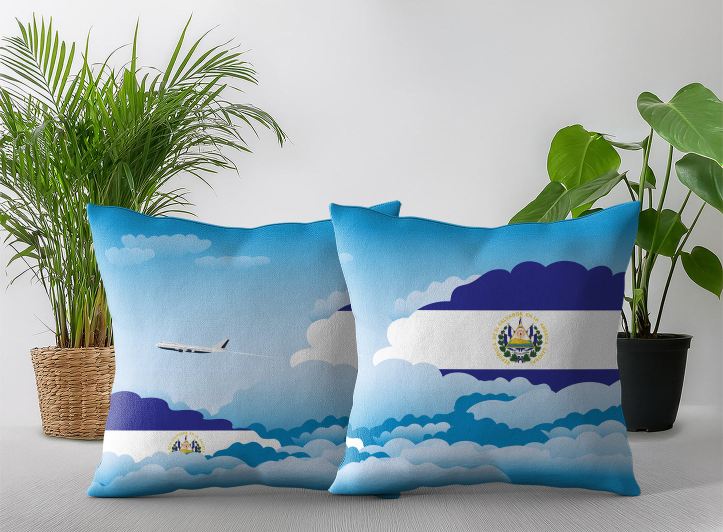 El Salvador Day Clouds Pillow Case and Pillow Throw