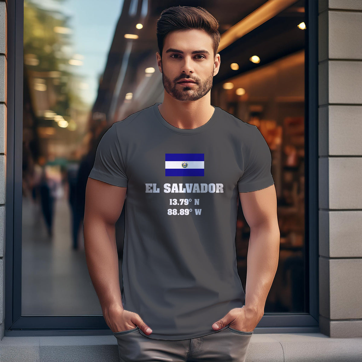 El Salvador Latitude Longitude Men Unisex T-Shirt