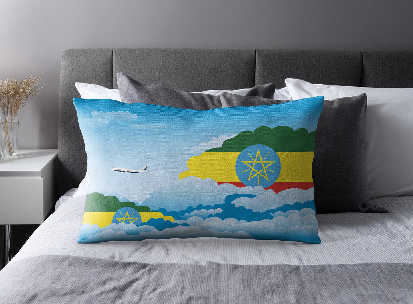 Ethiopia Day Clouds Pillow Case and Pillow Throw