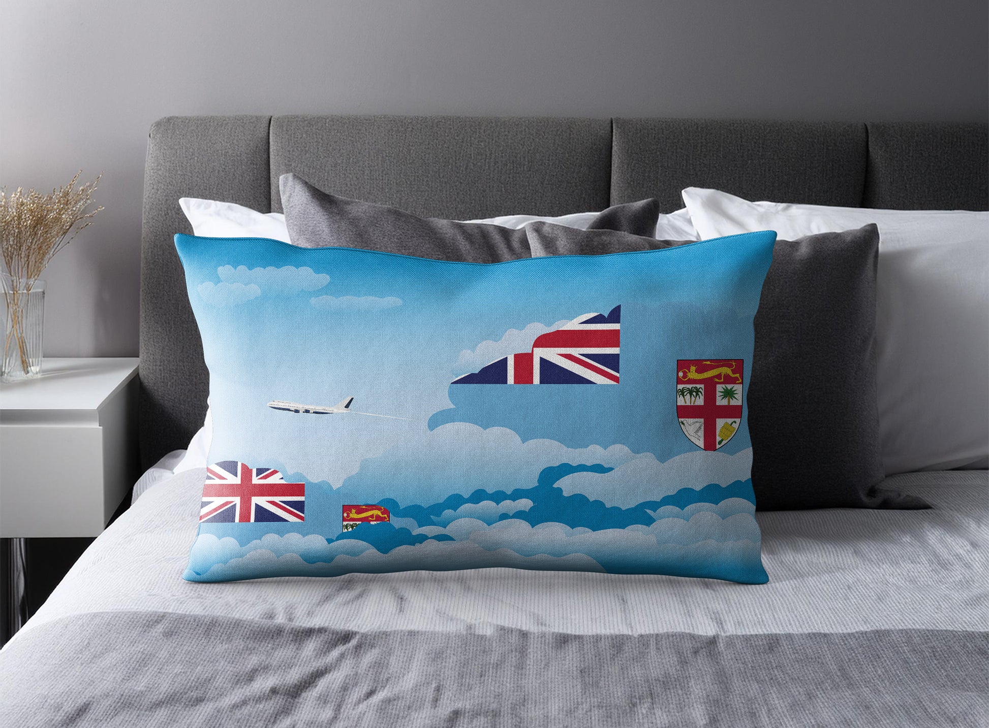 Fiji Day Clouds Pillow Case and Pillow Throw