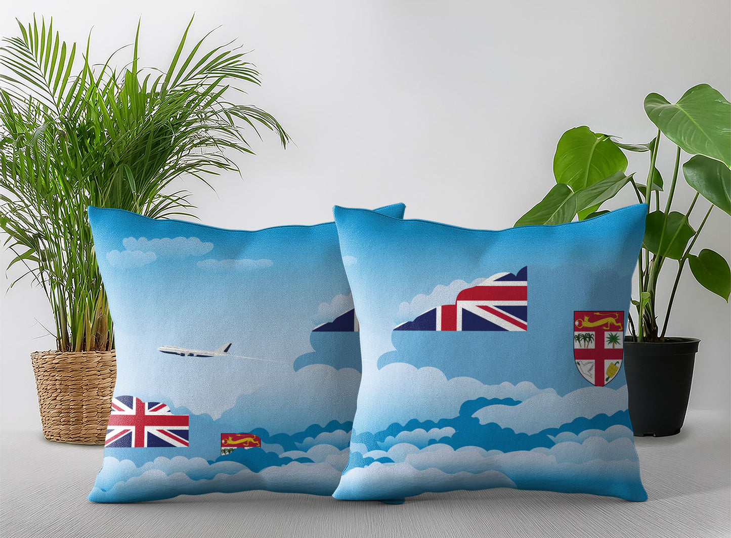 Fiji Day Clouds Pillow Case and Pillow Throw