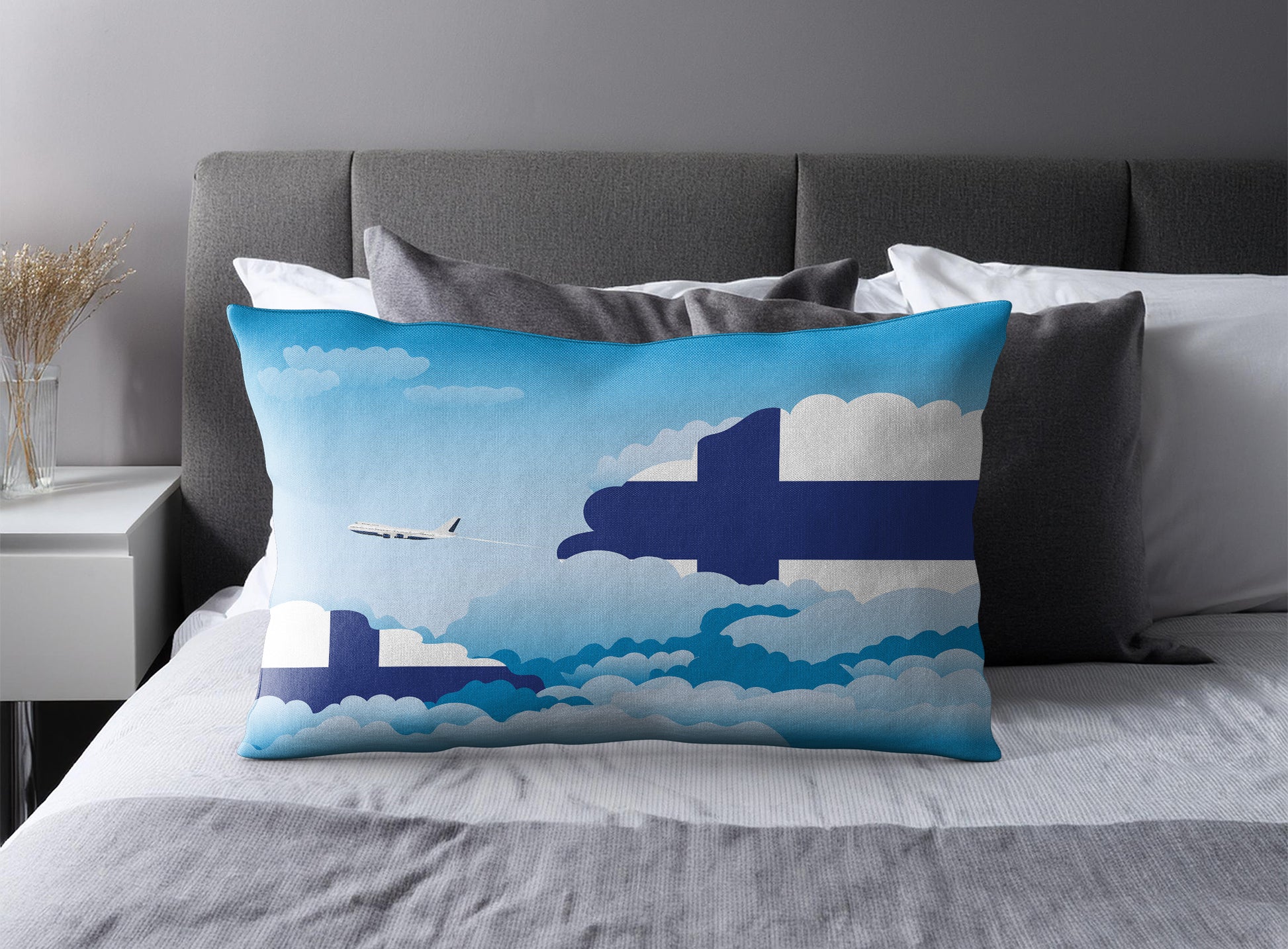 Finland Day Clouds Pillow Case and Pillow Throw