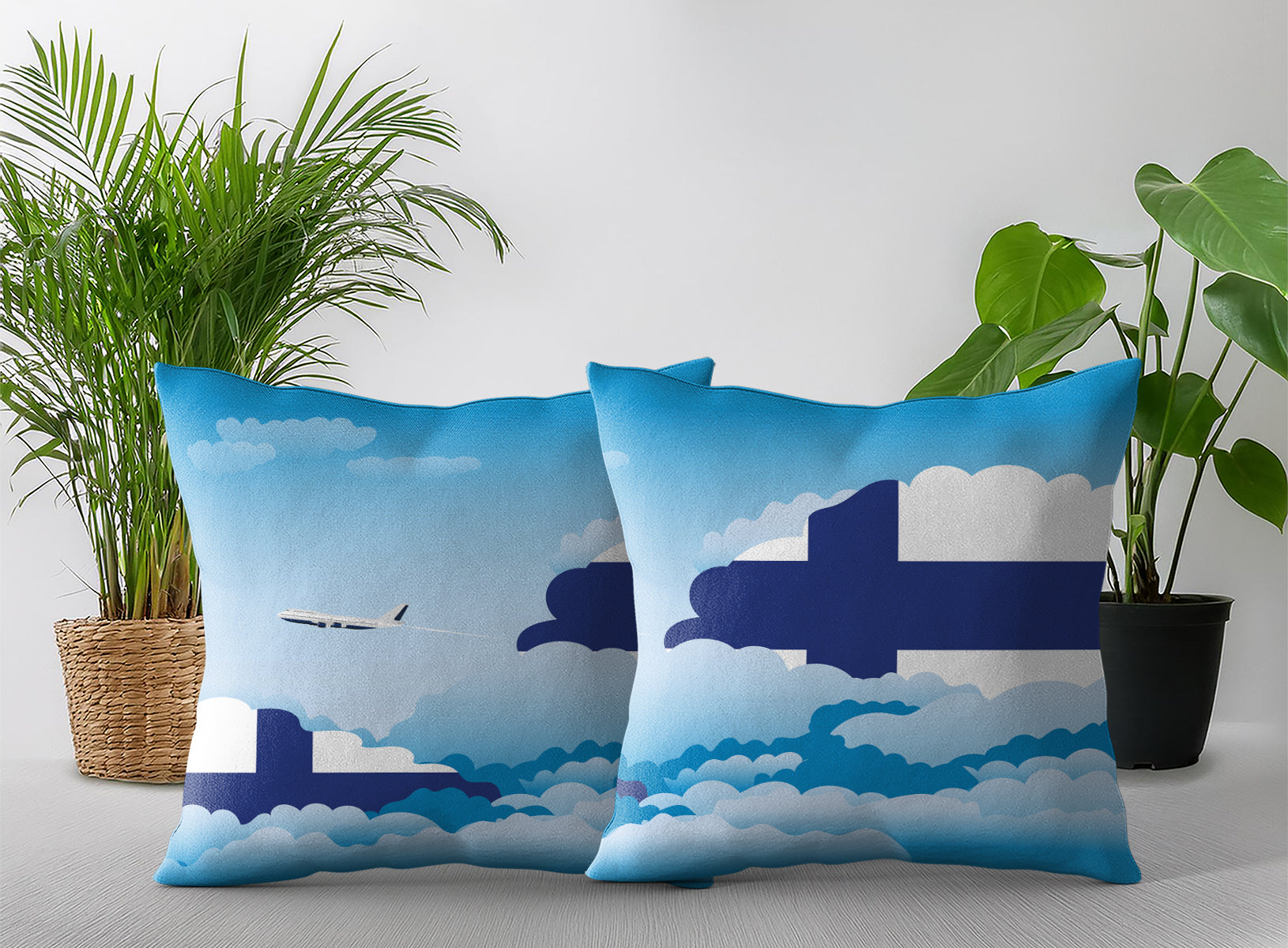 Finland Day Clouds Pillow Case and Pillow Throw