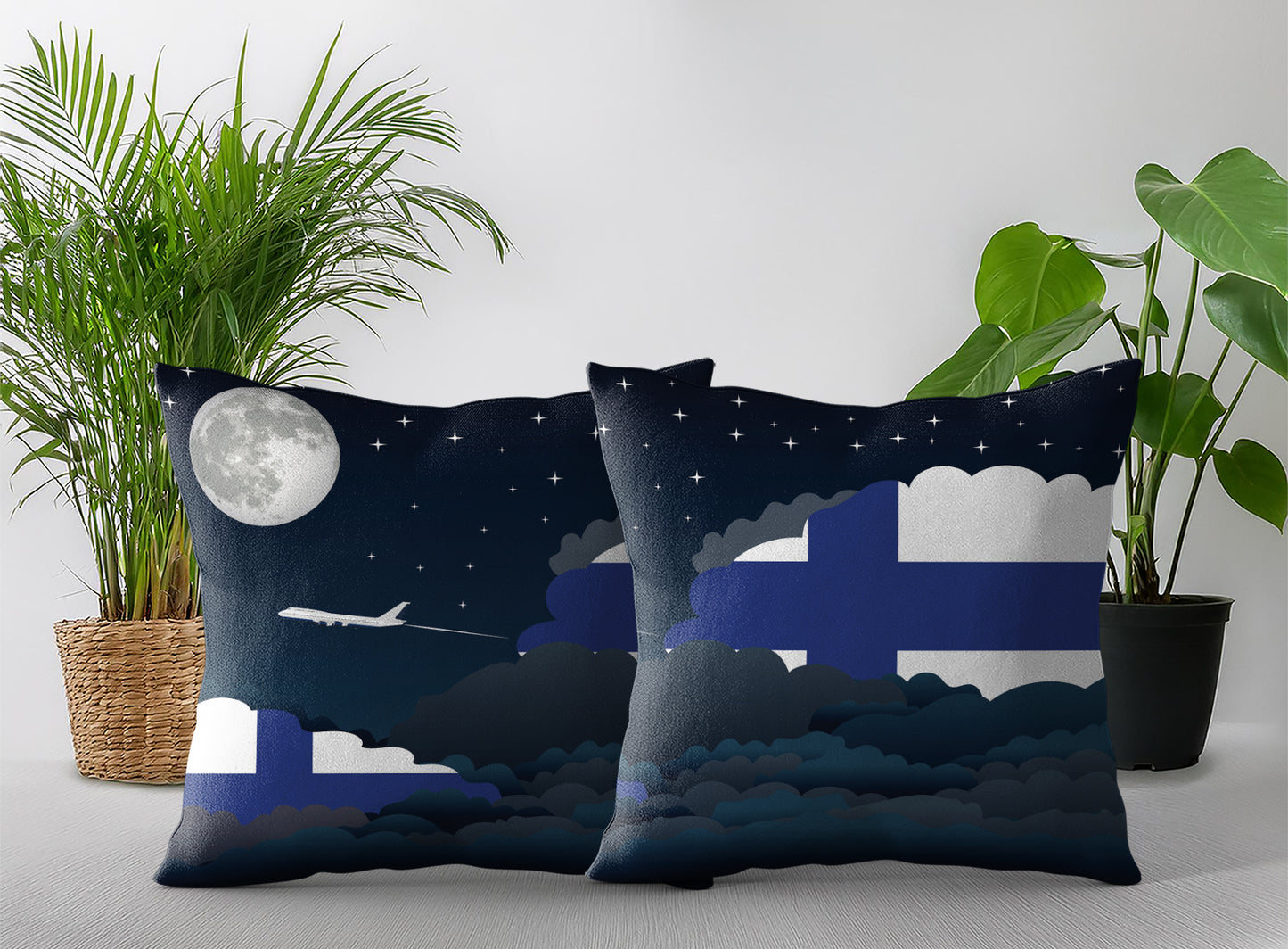 Finland Night Clouds Pillow Case and Pillow Throw