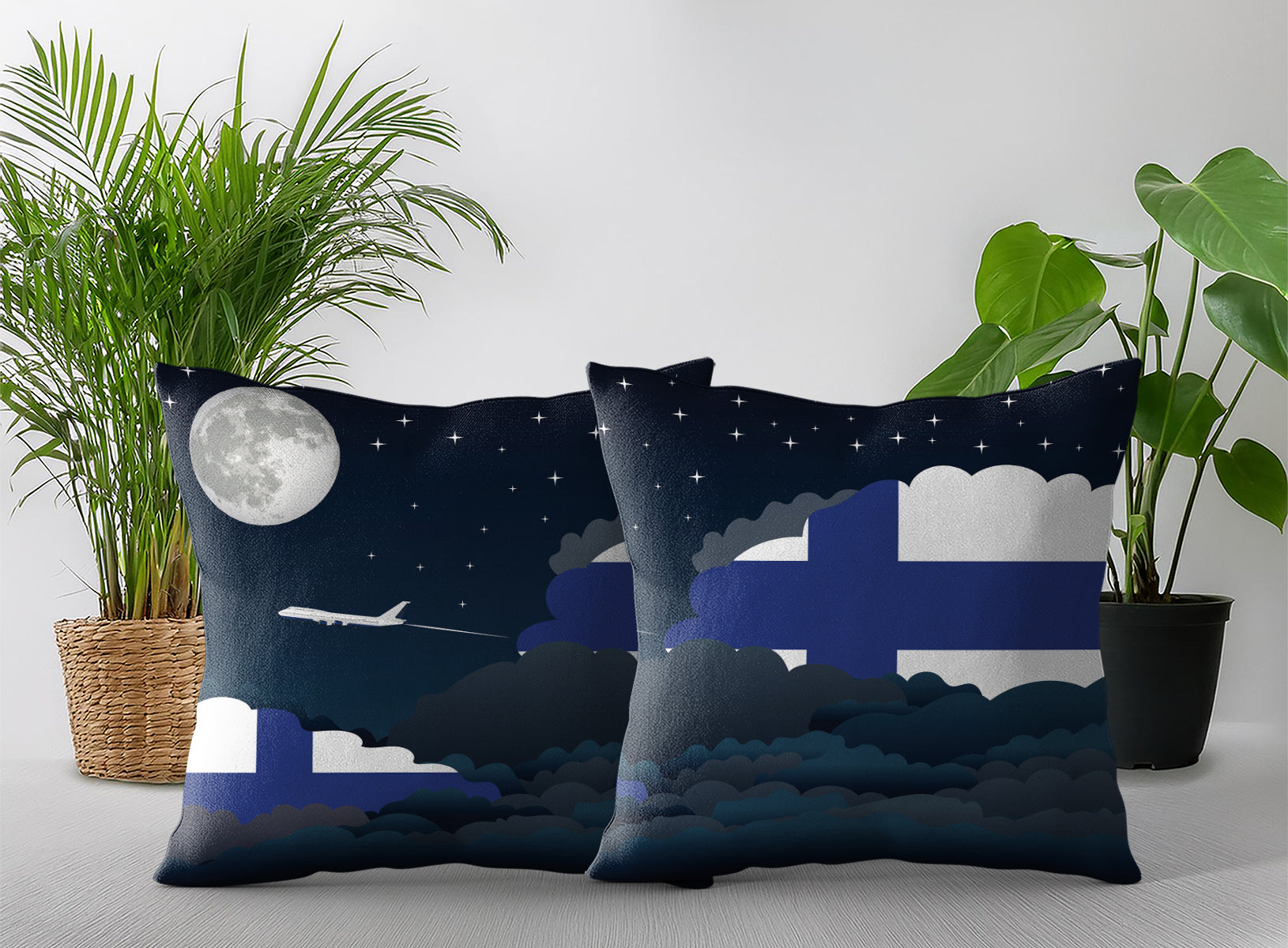 Finland Night Clouds Pillow Case and Pillow Throw