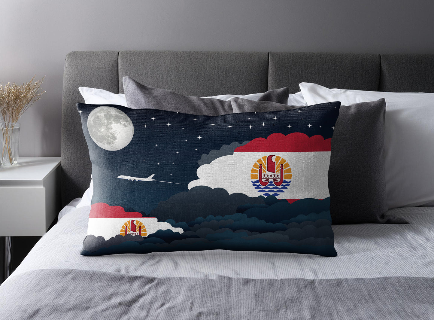 French Polynesia Night Clouds Pillow Case and Pillow Throw