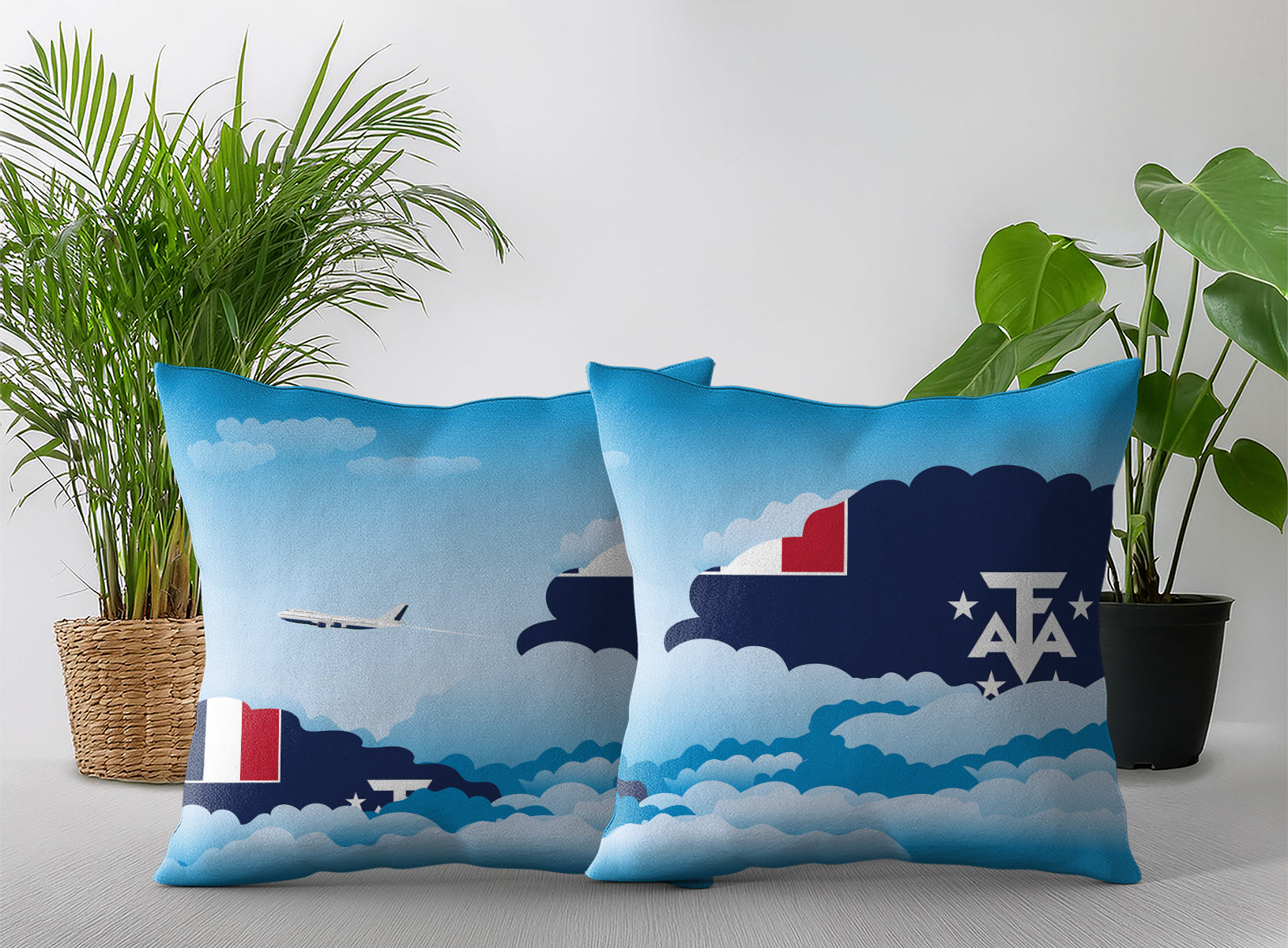 French Southern Case and Antarctic Lands Day Clouds Pillow Case and Pillow Throw