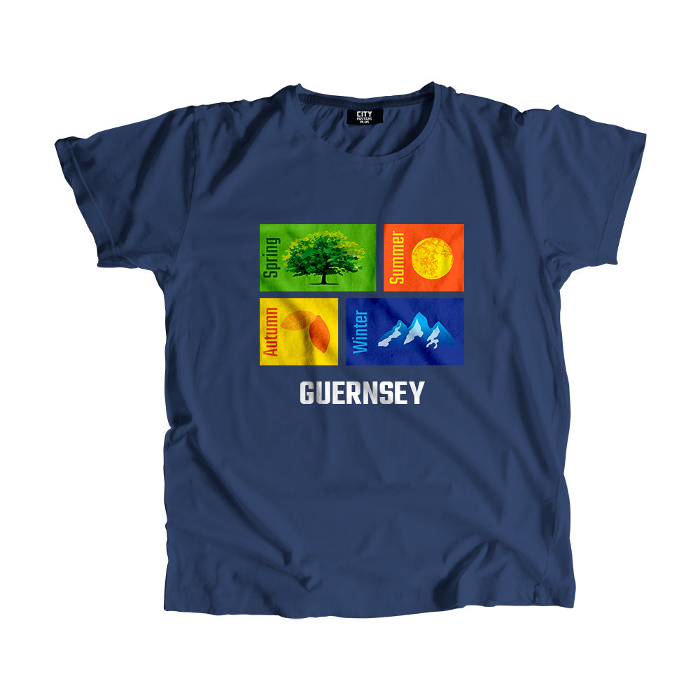 GUERNSEY Seasons Men Unisex T-Shirt (Navy Blue)