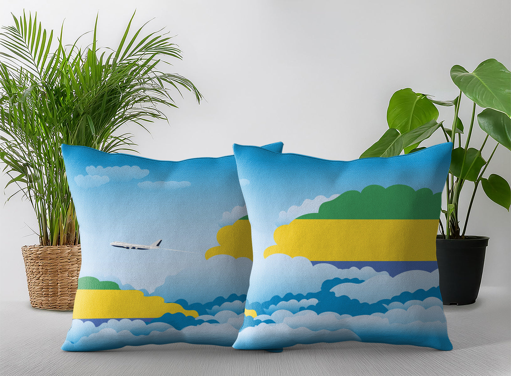 Gabon Day Clouds Pillow Case and Pillow Throw