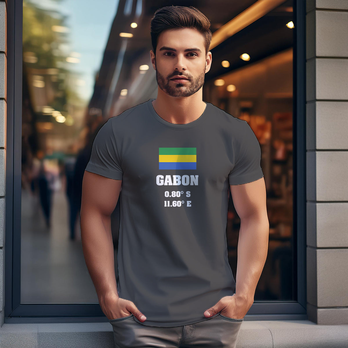 Gabon Latitude Longitude Men Unisex T-Shirt