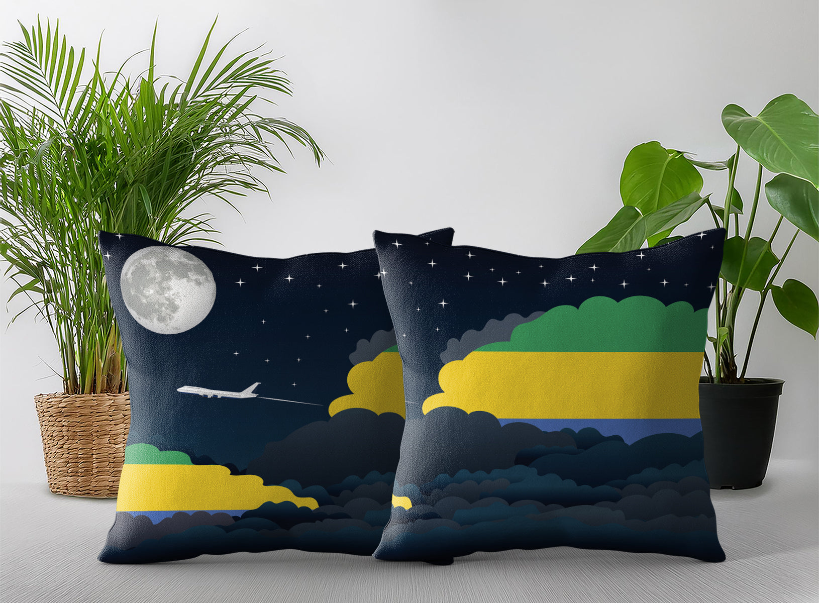 Gabon Night Clouds Pillow Case and Pillow Throw