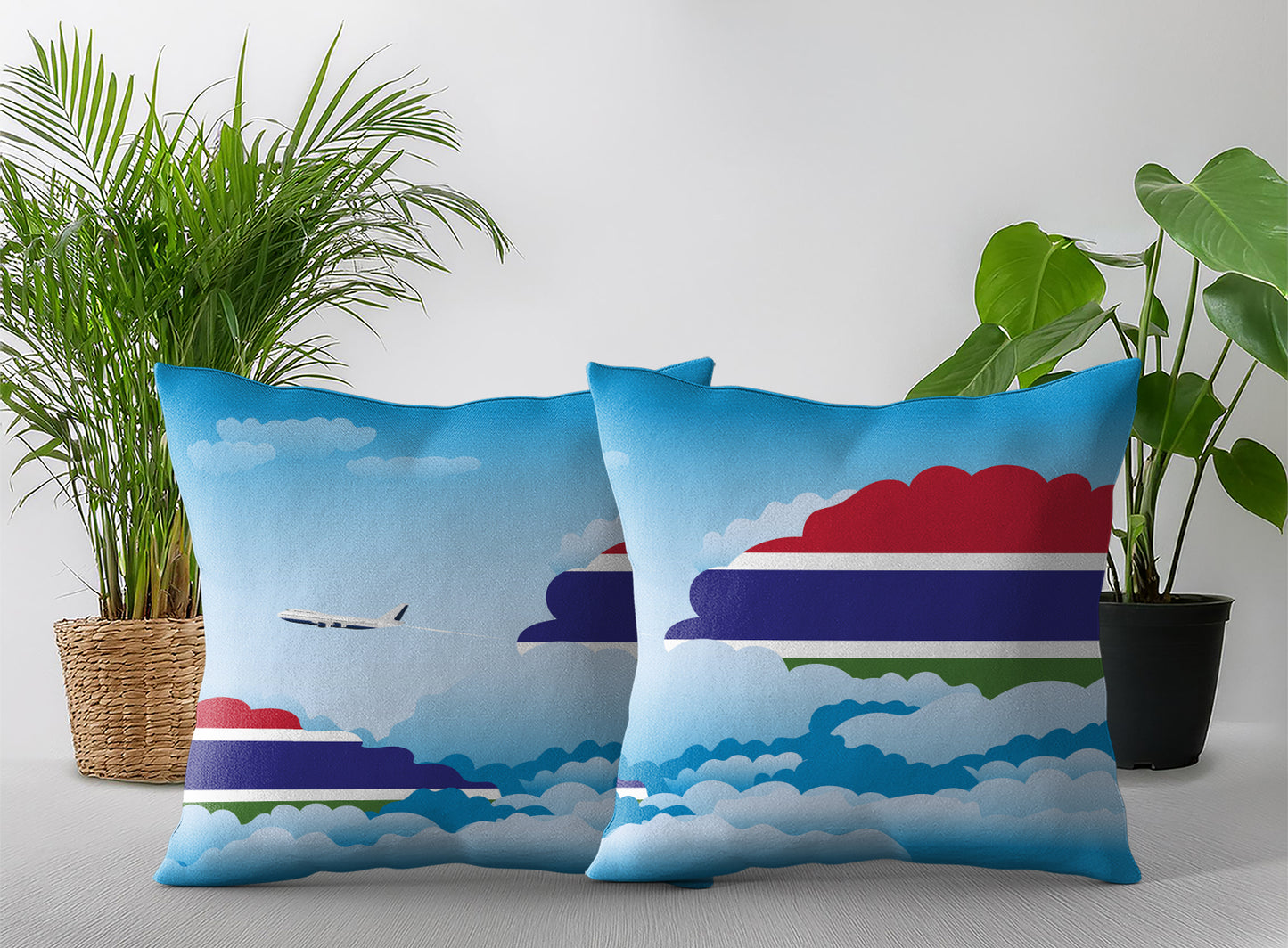 Gambia Day Clouds Pillow Case and Pillow Throw