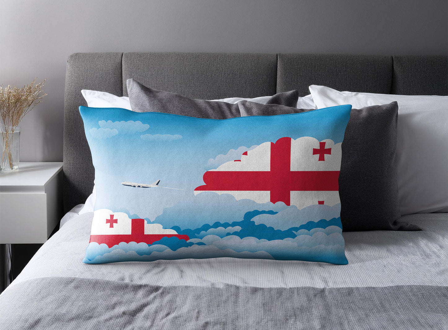 Georgia Day Clouds Pillow Case and Pillow Throw