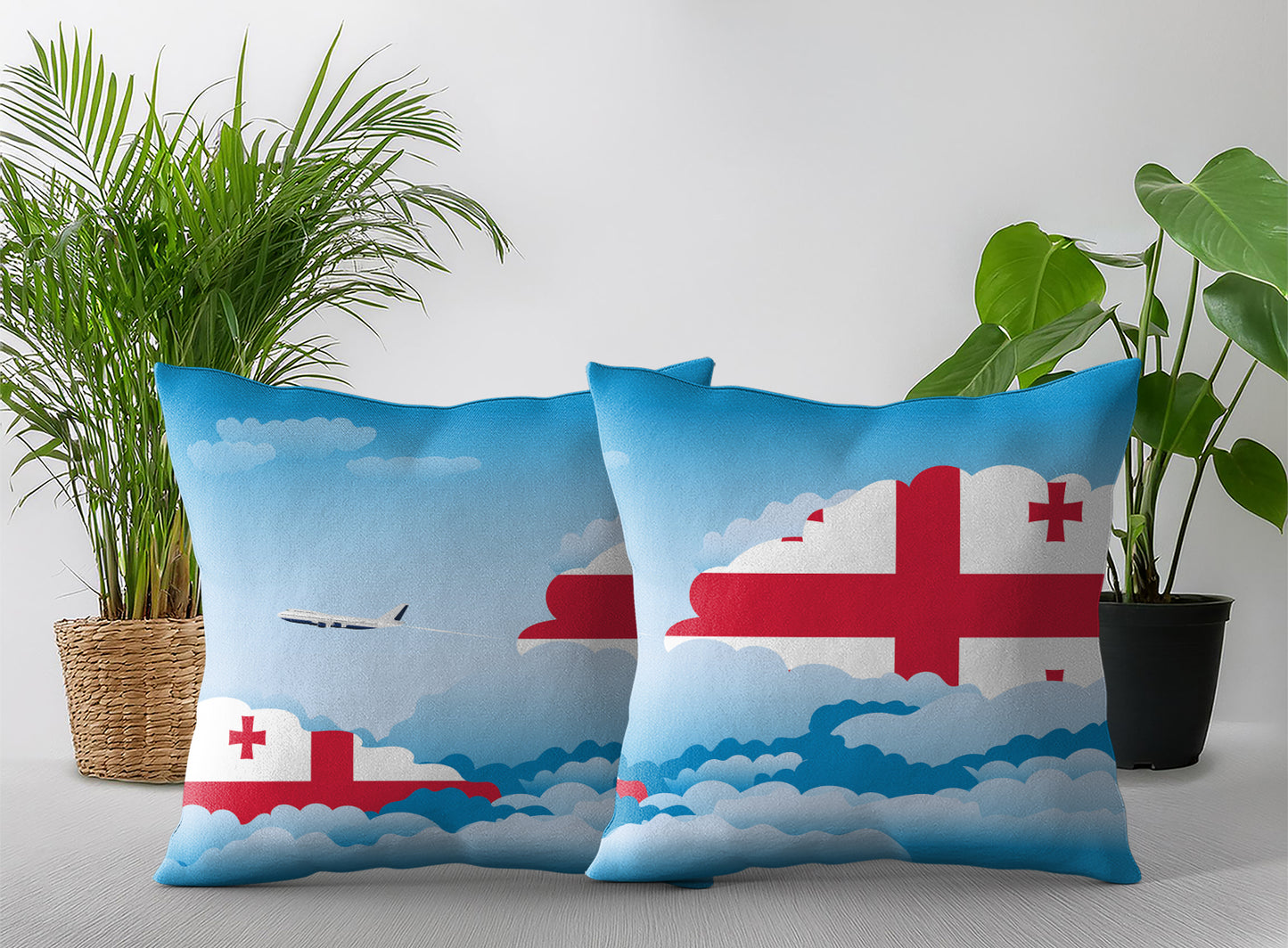 Georgia Day Clouds Pillow Case and Pillow Throw