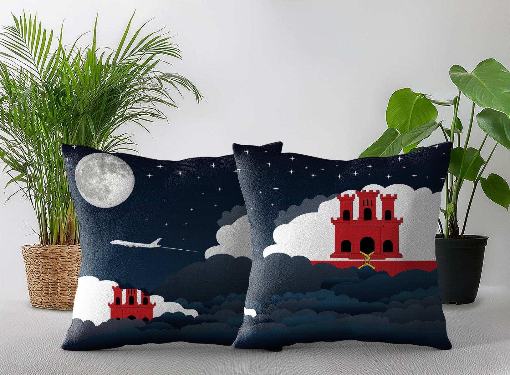 Gibraltar Night Clouds Pillow Case and Pillow Throw