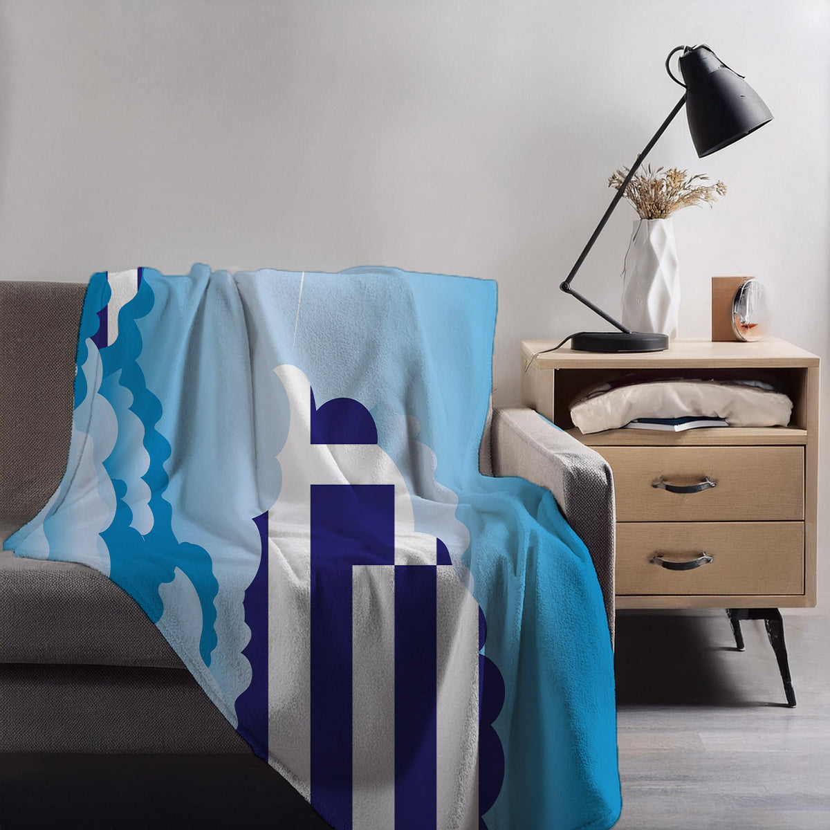 Greece Day Clouds Blanket Throw