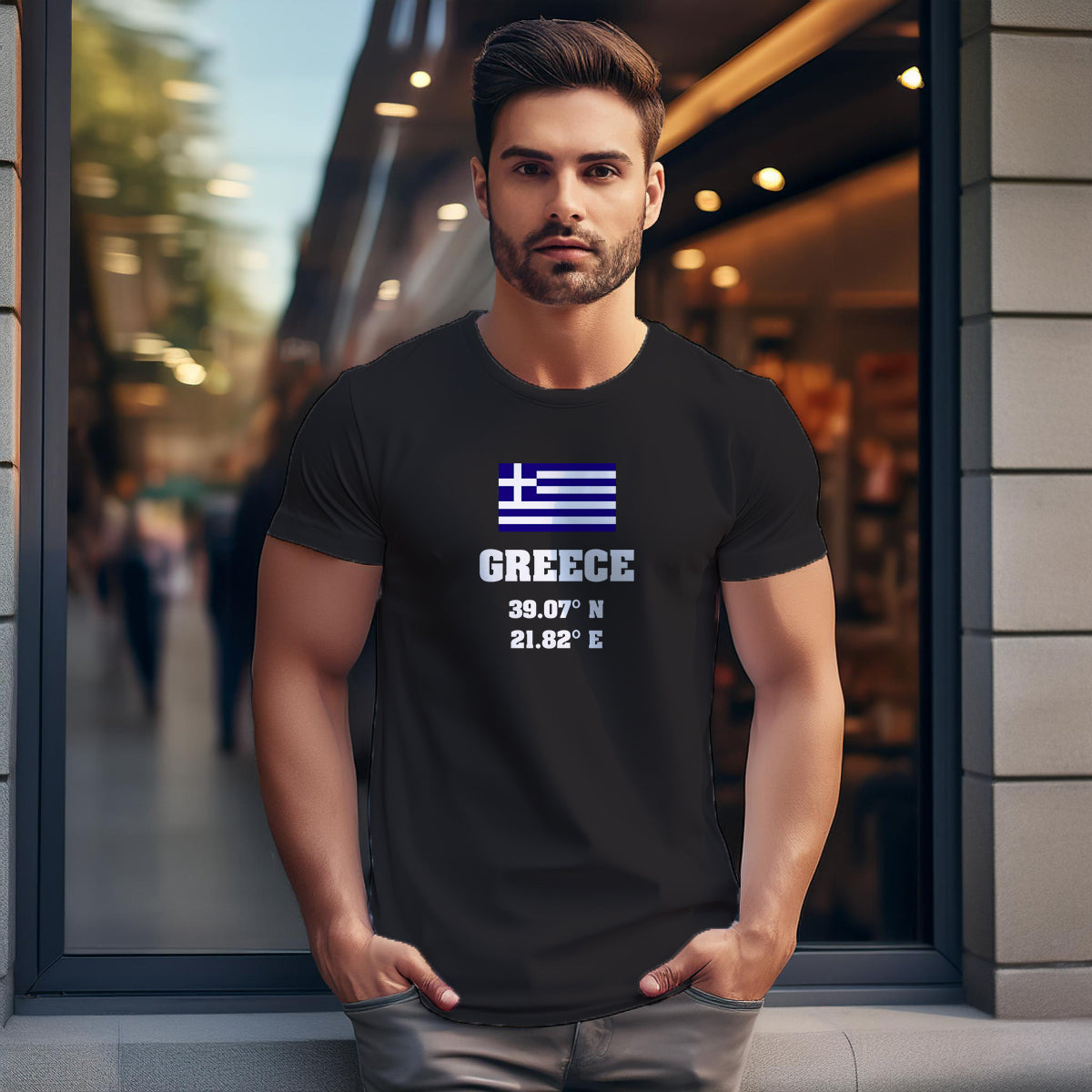 Greece Latitude Longitude Men Unisex T-Shirt