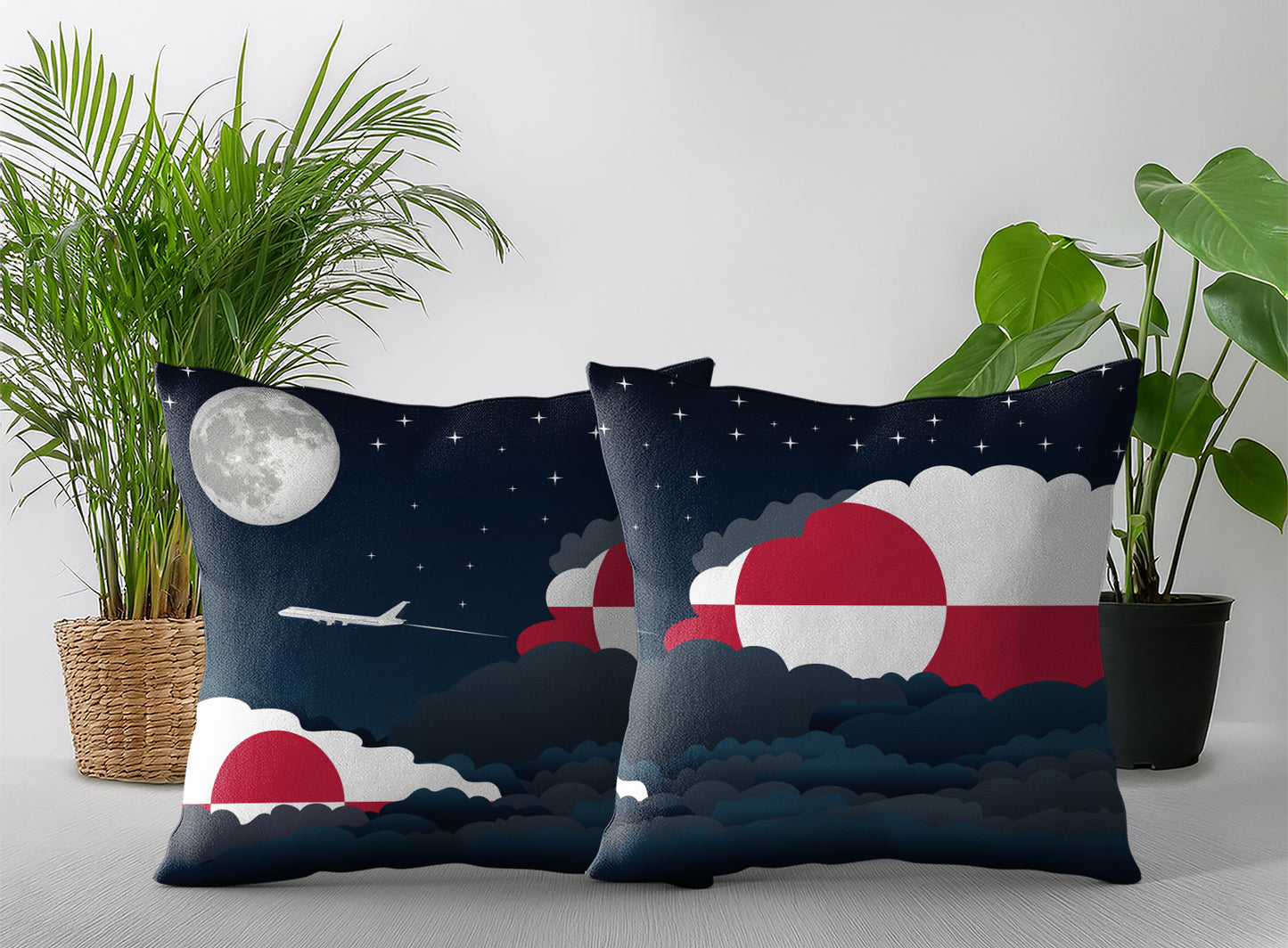 Greenland Night Clouds Pillow Case and Pillow Throw