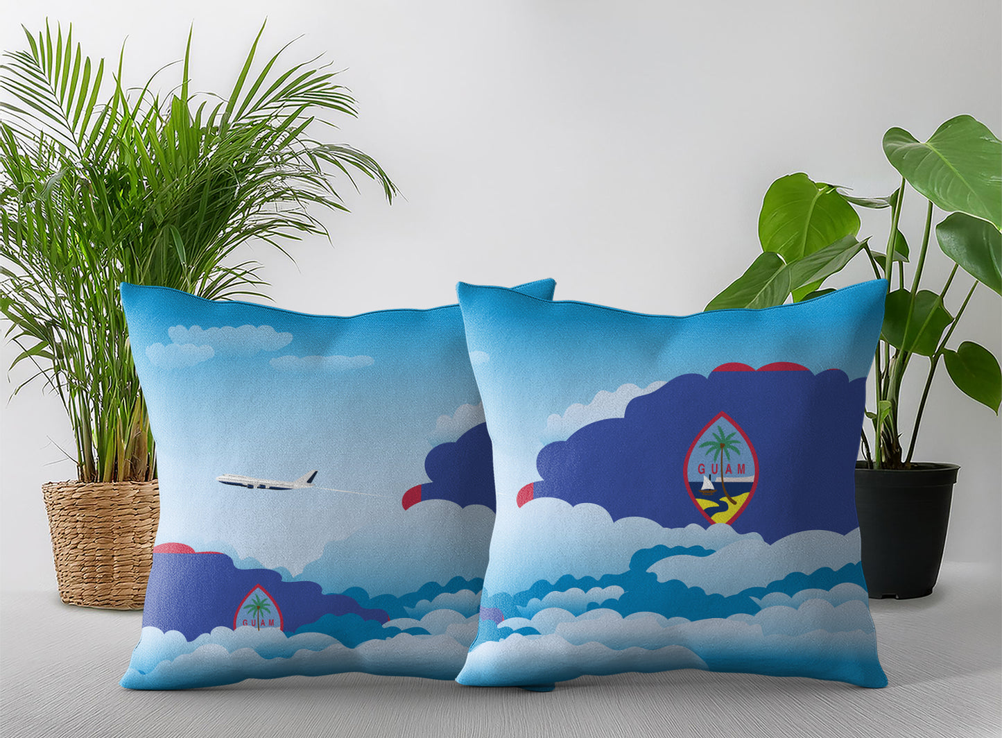 Guam Day Clouds Pillow Case and Pillow Throw