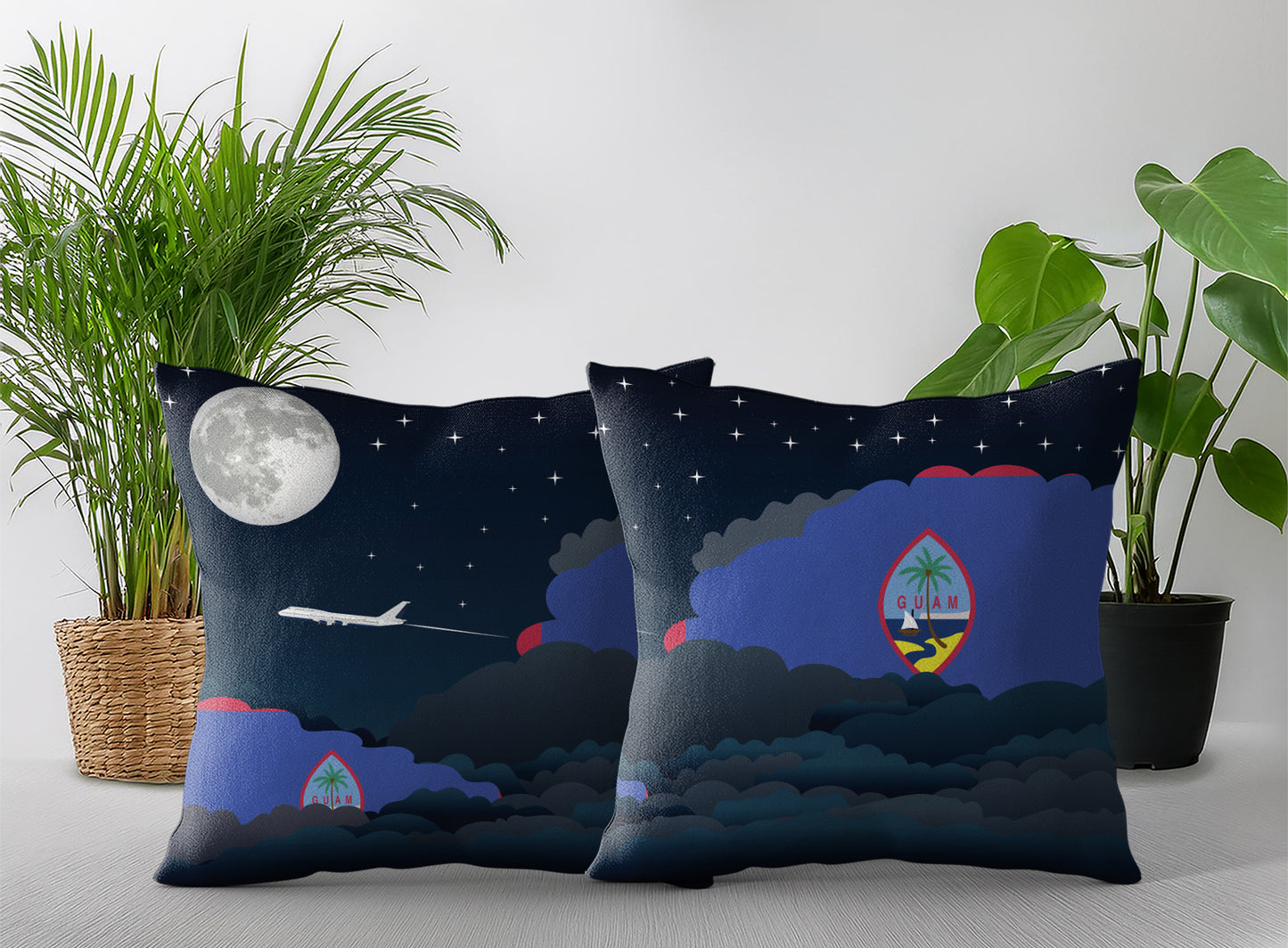 Guam Night Clouds Pillow Case and Pillow Throw