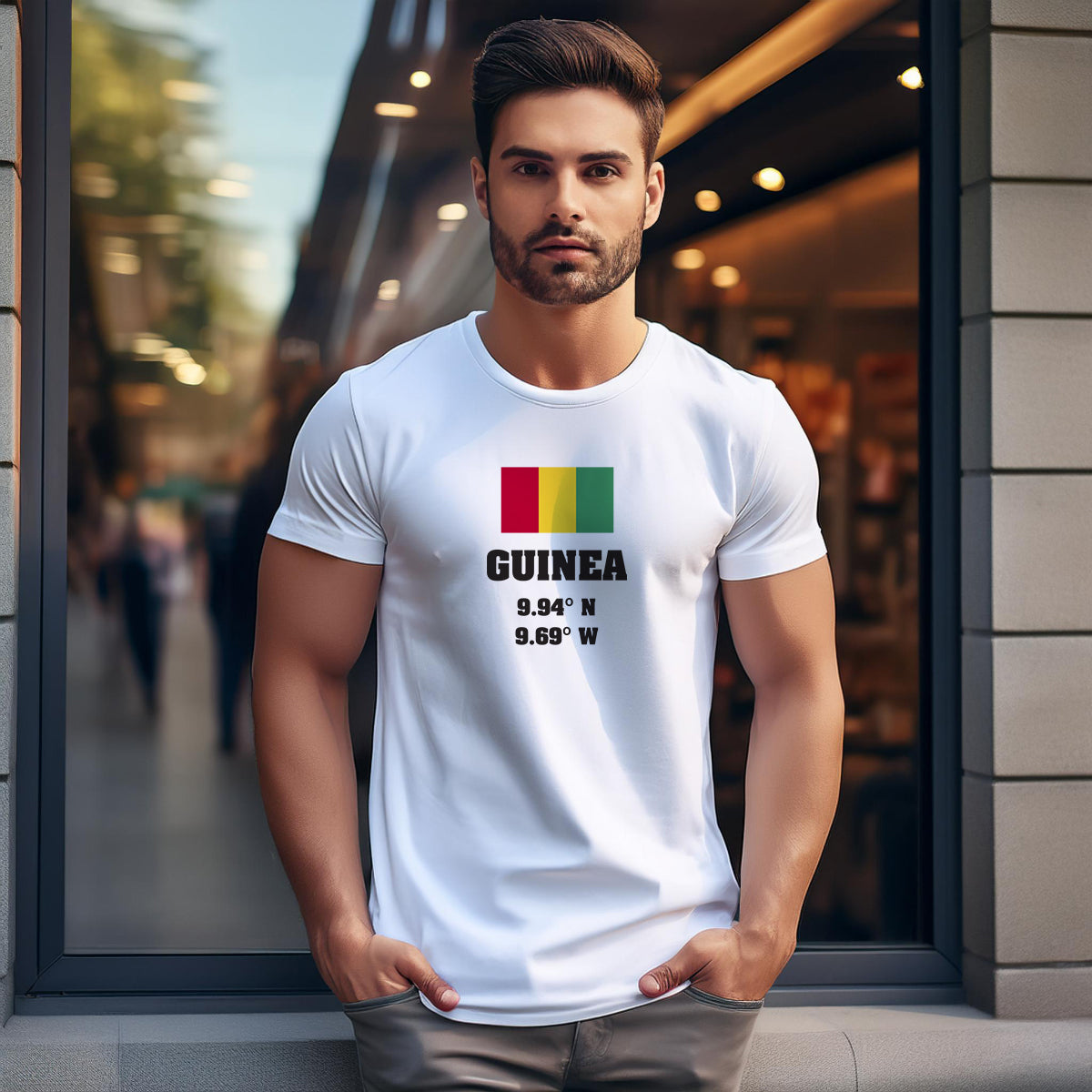 Guinea Latitude Longitude Men Unisex T-Shirt