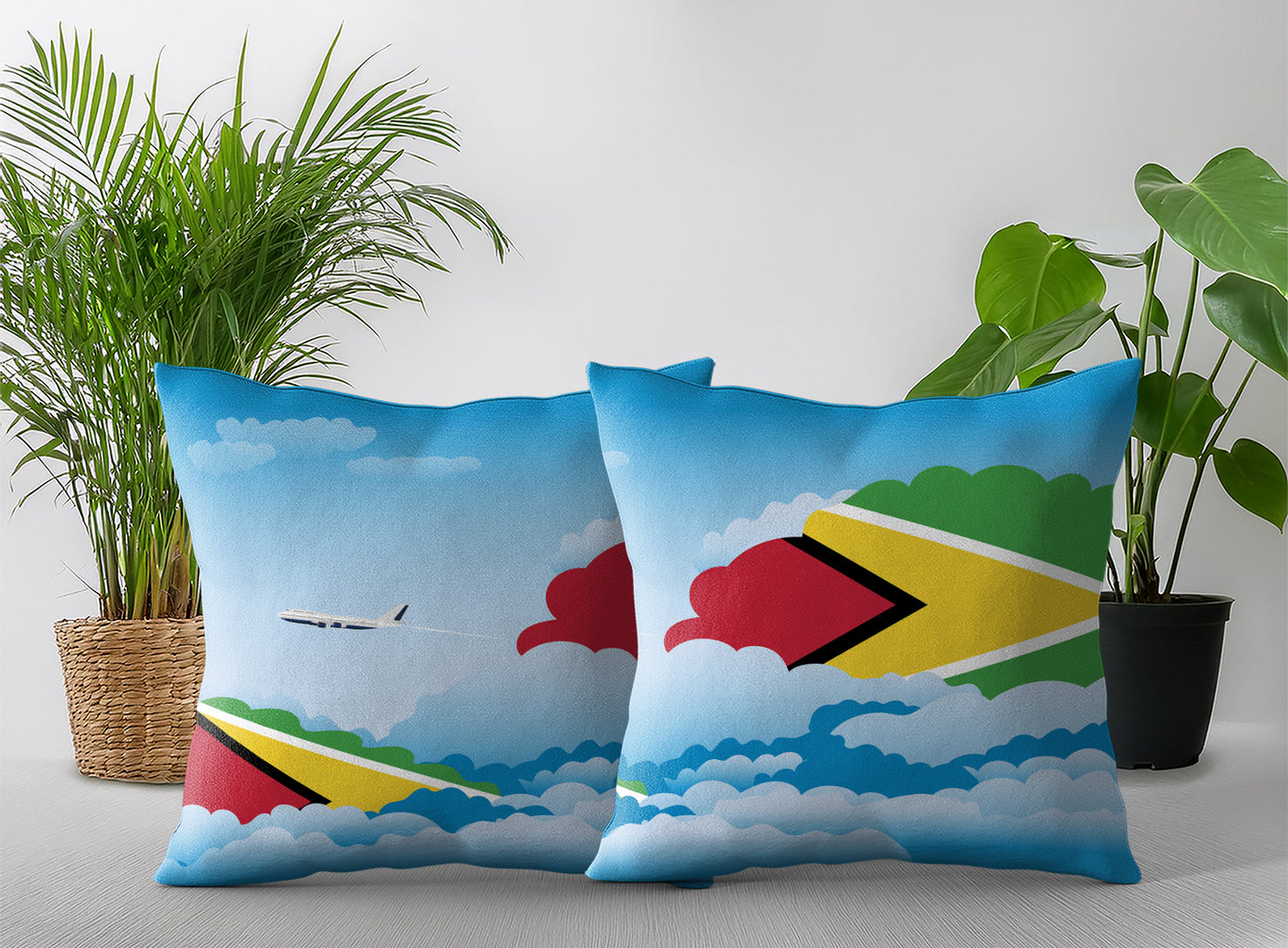 Guyana Day Clouds Pillow Case and Pillow Throw