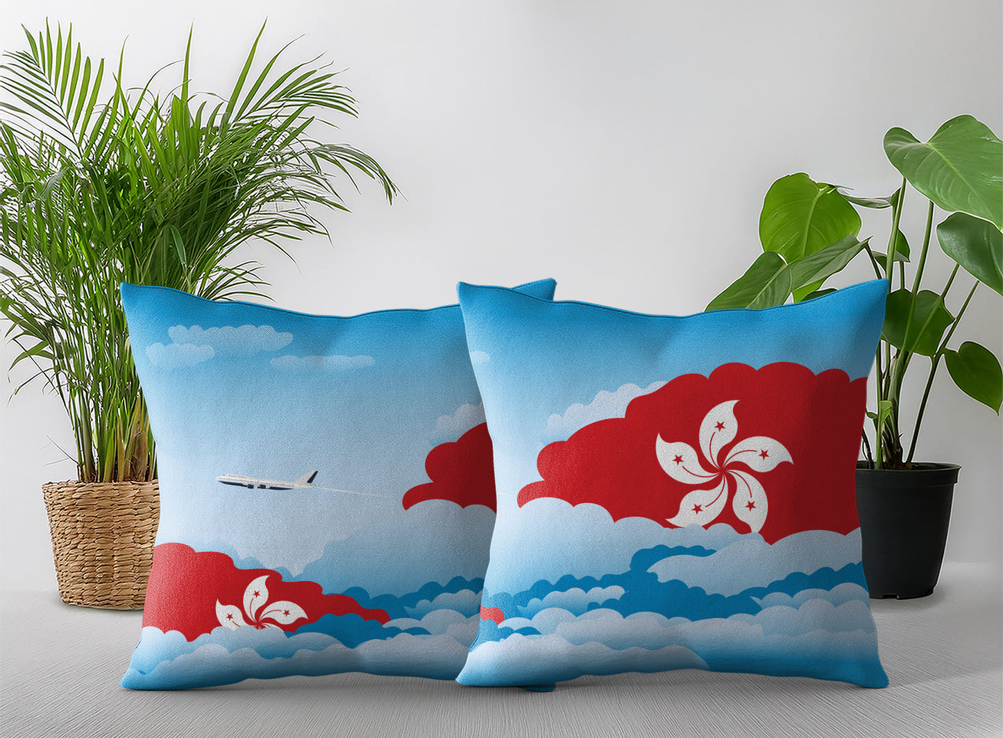 Hong Kong Day Clouds Pillow Case and Pillow Throw