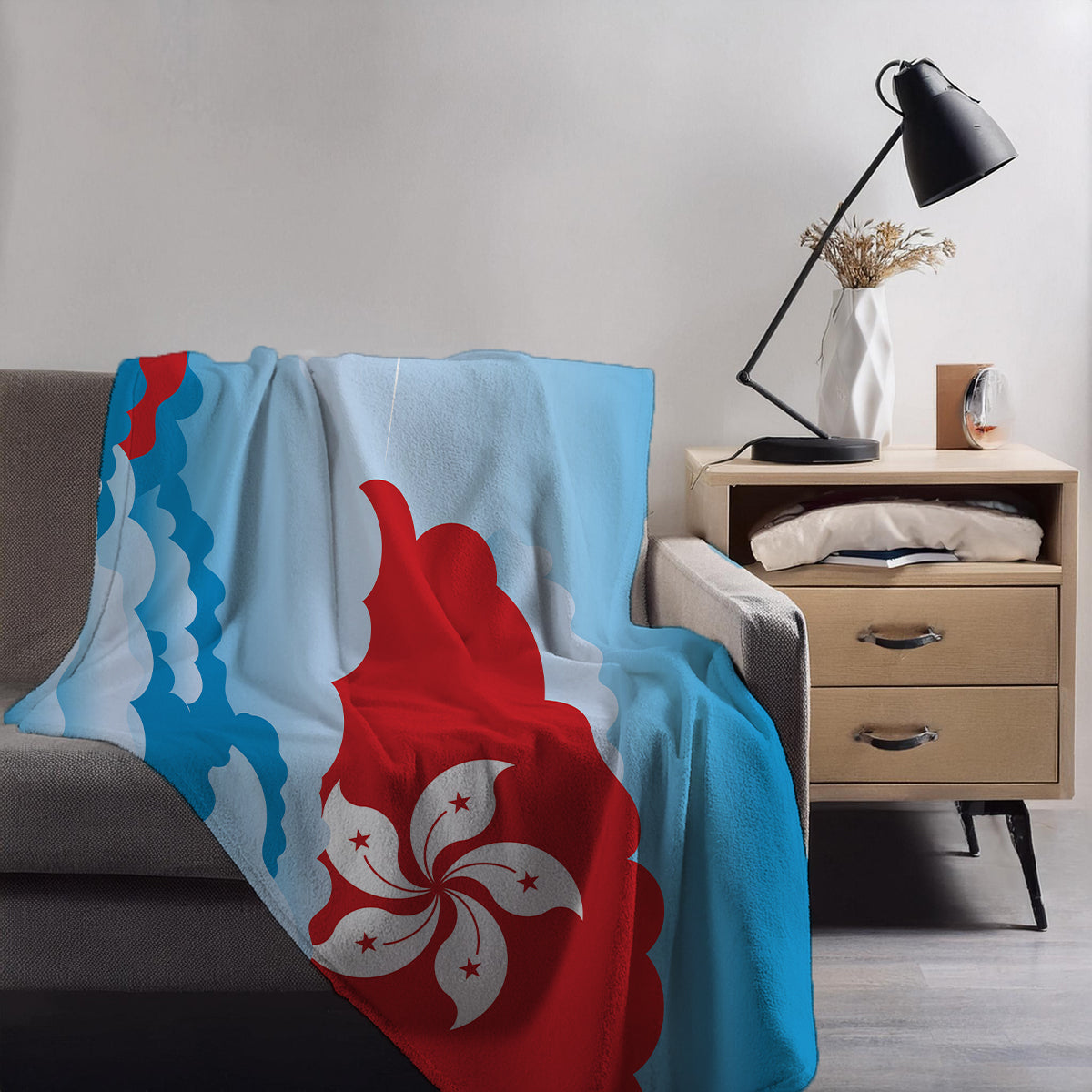 Hong Kong Day Clouds Blanket Throw
