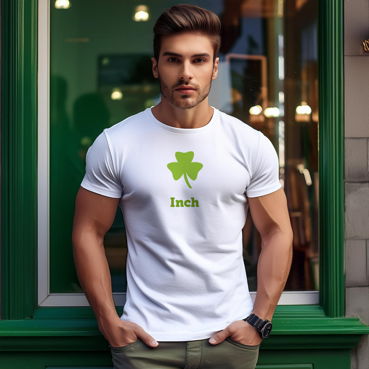 Inch Shamrock Men Unisex T-Shirt (White)