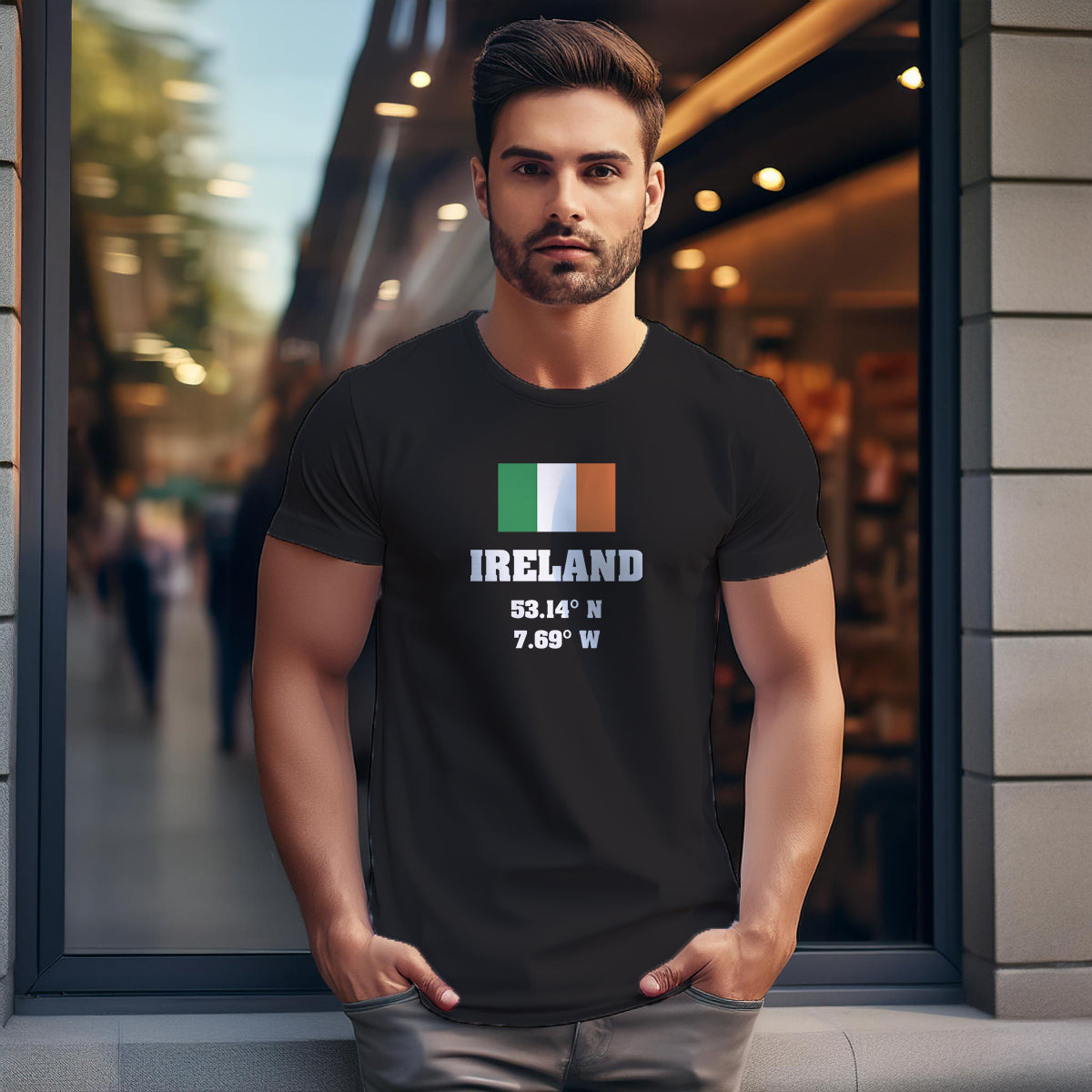 Ireland Latitude Longitude Men Unisex T-Shirt