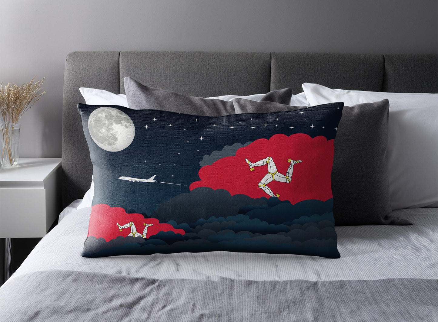 Isle of Man Night Clouds Pillow Case and Pillow Throw